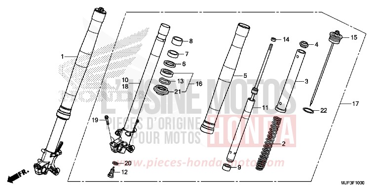 GABEL, VORNE von Africa Twin VICTORY RED (R334B) von 2017